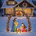52" 2D Lighted Nativity Scene Outdoor Christmas Decorations, 90 LED Pre-Lit Champagne Gold & Multicolor Holy