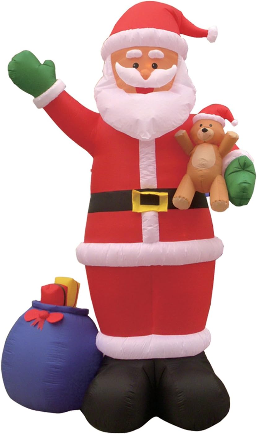 BZB GOODS 12 FT Tall Giant Christmas Inflatable Santa Claus / Gift Bag & Bear, Outdoor/Indoor Yard Blow-Up,