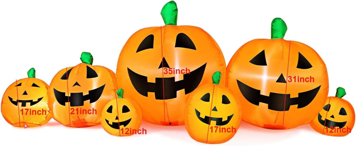 Skylety 14 Pcs 8 ft Halloween Inflatable Pumpkins Outdoor Decorations / Blow up Pumpkin Decor with Bright LED