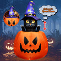 5.3 FT Halloween Inflatable Animated Witch Cat in Pumpkin, Blow Up Yard Decorations with Build-in LEDs