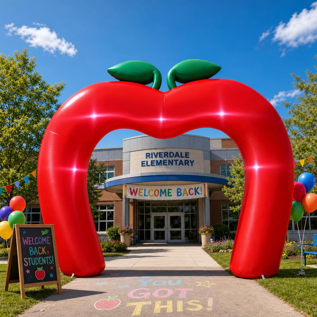 Leyndo 9ft Back to School Inflatable Arch Outdoor Decorations / Build-in LED Lights, Blow up Lawn Decoratio