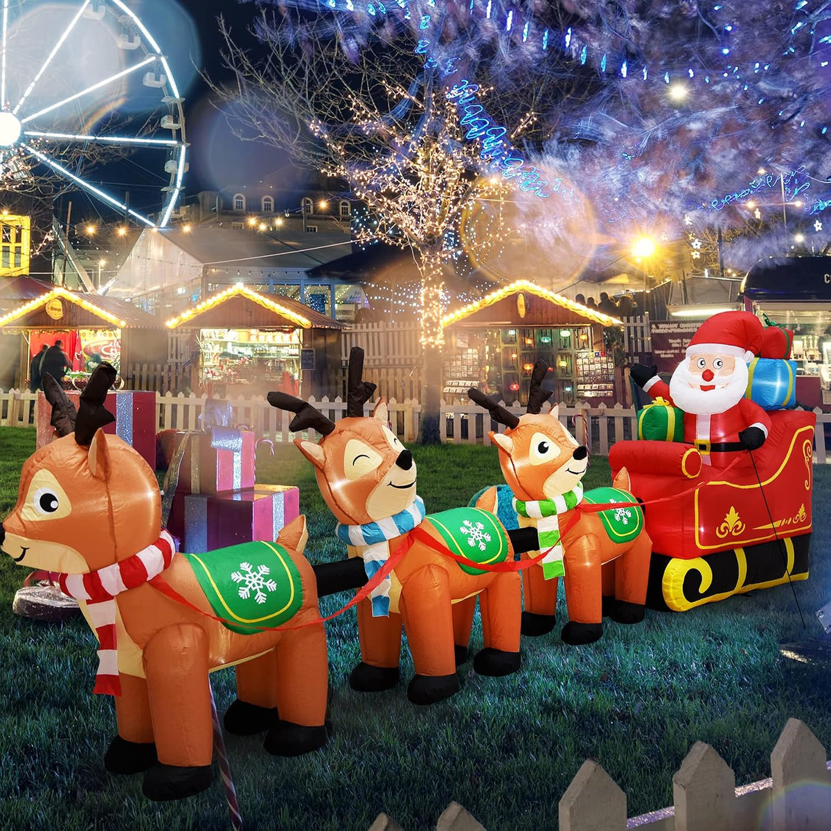 EAONE 12 Ft Christmas Inflatables Outdoor Decorations Giant Blow Up Yard Decorations Inflatable Santa Claus