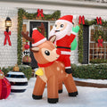 GarveeLife 7 ft Christmas Inflatable Santa Claus with Reindeer, Blow Up Santa Claus Yard Decoration with