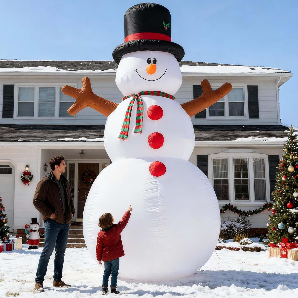 14.5 FT Christmas Snowman, Huge Blow Up Snowman Inflatable Decor, Lighted Christmas Inflatables for Lawn Yard