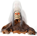 ELAMAS Halloween Animatronic Zombie Groundbreaker Decoration, Animated Zombie Prop with Light-Up Red Eyes,