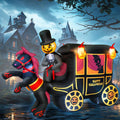 10FT Long Halloween Inflatables Built-in LED Light Pumpkin-Headed Horse Carriage, Giant Halloween Decorations