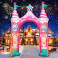 Evoio 12 FT Giant Christmas Archway Inflatables Nutcracker with LED Lights, Pink Christmas Arch Inflatable
