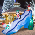 WONDER GARDEN 8.2FT Christmas Inflatable Outdoor Penguin Slide Yard Decor / Christmas Blow Up,Waterproof ,LED