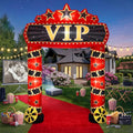 Gilprop 10 ft Movie Night VIP Inflatable Archway with Built-in LED Lights / Black, Red and Gold Entrance
