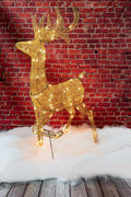 Brite Star 48 inch Tall Gold Reindeer Buck Christmas Outdoor Decorations - Gold Mesh Light Decoration for