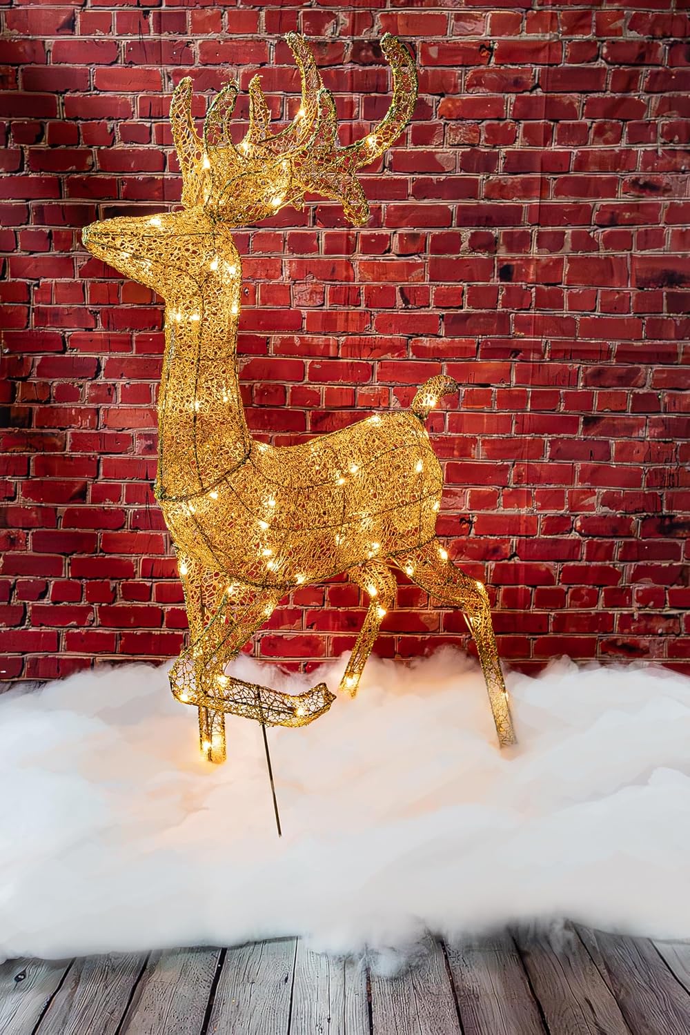 Brite Star 48 inch Tall Gold Reindeer Buck Christmas Outdoor Decorations - Gold Mesh Light Decoration for